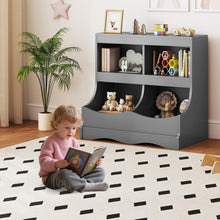 Load image into Gallery viewer, Kids Floor Cabinet Multi-Functional Bookcase -Gray