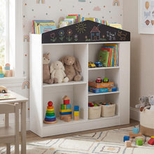 Load image into Gallery viewer, Kids Dollhouse Bookshelf with Chalkboard for Kids Room, Nursery, Playroom