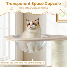 Load image into Gallery viewer, Wooden Cat Tree 3-Level Cute Kitten Tower with Condo Space Capsule Scratching Posts