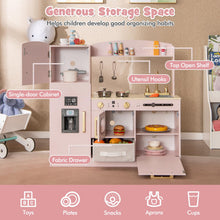 Load image into Gallery viewer, Kids Wooden Kitchen Playset Pretend Play with Chalkboard and Ice Maker