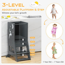 Load image into Gallery viewer, Kids Step Stool, Wooden Kitchen Toddler Helper Stand with Adjustable Height