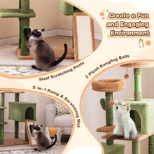 Load image into Gallery viewer, Cactus Cat Tree, 160cm Tall Cat Tower with Sisal Scratching Posts, 2 Perches, 2 Cat Condos, Hammock