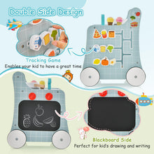 Load image into Gallery viewer, 6-in-1 Wooden Baby Walker, Toddler Push Along Walker with Teaching Clock