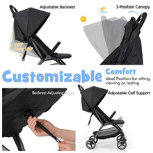 Load image into Gallery viewer, Baby Stroller, Foldable Toddler Pushchair with Adjustable Backrest