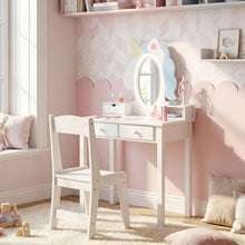 Load image into Gallery viewer, Kids Vanity Table and Chair Set, Princess Dressing Table