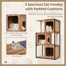 Load image into Gallery viewer, Modern Cat Tree, 133cm Tall Cat Tower with Wooden Condo