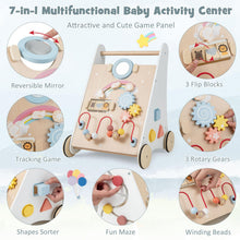 Load image into Gallery viewer, Wooden Baby Walker, 7-in-1 Toddler First Step Activity Interactive Push Along Toy