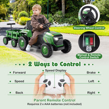 Load image into Gallery viewer, Kids Ride on Tractor 12V Electric Vehicle with Detachable Trailer and Remote Control