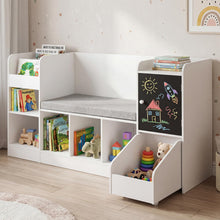 Load image into Gallery viewer, Kids Bookshelf, Wooden Children Bookcase with Blackboard