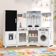 Load image into Gallery viewer, Corner Wooden Play Kitchen with Lights Sounds Toy Kitchen Playset