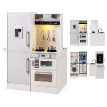 Load image into Gallery viewer, Dual-Sided Toddler Pretend Laundry Toy Kitchen Playset with Real Lights & Sounds