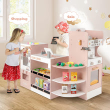 Load image into Gallery viewer, Kids Grocery Store Wooden Pretend Play Shop with Coffee Maker