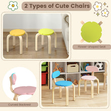Load image into Gallery viewer, Flower-shaped Children Table Set Wooden Play and Activity Table with 2 Colorful Chairs and Stools-Multicolor