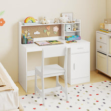 Load image into Gallery viewer, Kids Study Desk and Chair Set with Shelves and Storage Cabinet