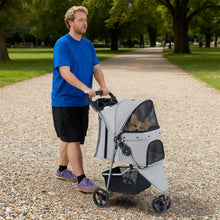 Load image into Gallery viewer, Pet Stroller with Adjustable Canopy and 3 Shock-absorbing Wheels