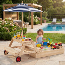 Load image into Gallery viewer, Kids Picnic Table with Sandbox, Wooden Children Garden Table and Bench Set
