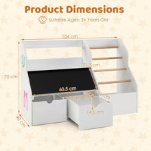 Load image into Gallery viewer, Toy Storage Organizer, Kids Bookshelf with Flip-up Blackboard