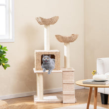 Load image into Gallery viewer, Cat Tree, 122cm Cattail Cat Tower with Sisal Scratching Posts, Perch, Cat Condo & Bed