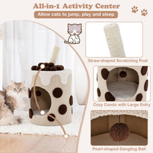 Load image into Gallery viewer, 67cm Cat Tree, Boba Cute Cats Condo with Scratching Post, Dangling Ball and Soft Cushion