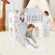 Load image into Gallery viewer, 9 in 1 Toddler Slide L Shaped Kids Slide and Climber Playset with Basketball Hoop