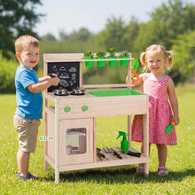 Load image into Gallery viewer, Kids Mud Kitchen Play Pretend Kitchen with Chalkboard Rotation Knobs and Cabinet