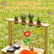 Load image into Gallery viewer, Kids Mud Kitchen, Fir Wood Children Potting Bench Table with 4 Pots