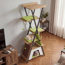 Load image into Gallery viewer, Multi-level Cat Tree, 185CM Wooden Cat Tower with Elevated Perch