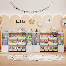 Load image into Gallery viewer, 142 cm Large Toy Storage Organizer with 8 Removable Bins and Bookshelf