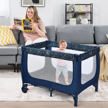 Load image into Gallery viewer, 2-in-1 Foldable Baby Playpen with Lockable Wheels and Mattress