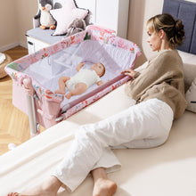 Load image into Gallery viewer, Baby Bedside Crib, 4-Level Height Adjustable Bassinet Crib (Beige) | Portable Newborn Bedside Sleeper