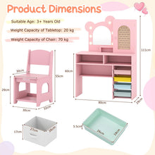 Load image into Gallery viewer, Kids Vanity Set, Girls Dressing Table with 3-Color LED Lights Mirror