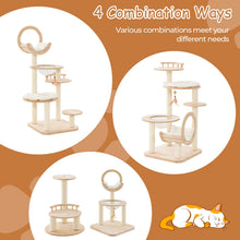 Load image into Gallery viewer, Multi-level Modern Solid Wood Cat Tower with Capsule Nest