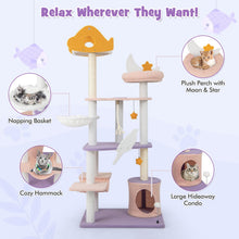 Load image into Gallery viewer, Cat Tree & Tower, Modern cat Condo with Scratching Posts & Hammock - 167cm Tall