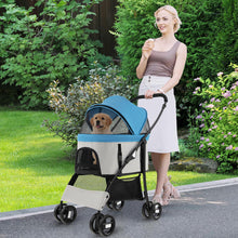 Load image into Gallery viewer, Foldable Pet Stroller with 4-Level Adjustable Canopy and Storage Basket