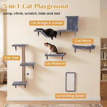 Load image into Gallery viewer, Wall Mounted Cat Tree, 5-in-1 Cat Climbing Wall Set