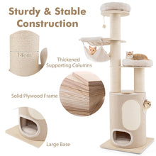 Load image into Gallery viewer, Wooden Cat Tree, 187cm Cat Climbing Tower with 2-Story Cat Condo, 2 Hammocks, 2 Perches