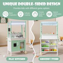 Load image into Gallery viewer, 2 in 1 Kids Play Kitchen, Lighted Toy Kitchen and Grocery Store with Remote Control, Adjustable Brightness