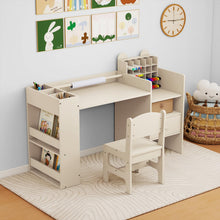 Load image into Gallery viewer, Wooden Toddler Craft Desk with Removable Paper Roll Holder & Cubby Cabinet