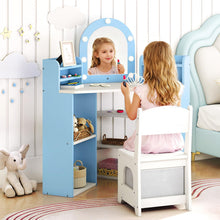 Load image into Gallery viewer, Corner Dressing Table with Lighted Mirror for Playroom Bedroom