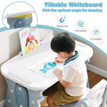 Load image into Gallery viewer, Kids Table and Chair Set with Tiltable Whiteboard and Book Stand