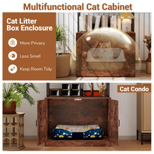 Load image into Gallery viewer, Modern Cat Litter Box Enclosure Cabinet with 3-Tier Shelves Metal Frame