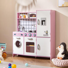Load image into Gallery viewer, Pretend Play Kitchen with Ice Maker and Cooking Stove for Kids