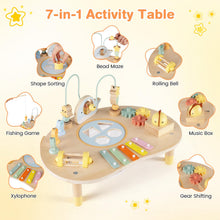 Load image into Gallery viewer, 7-in-1 Toddler Activity Table Montessori Sensory Toy for 12 Month+ Wooden Musical Play Table