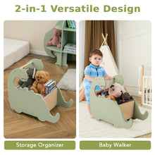 Load image into Gallery viewer, Baby Learning Walker, 2-in-1 Wooden Baby Push Walker with Large Toy Storage Chest and 4 Wheels