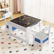 Load image into Gallery viewer, Kids Table Chair Set with Double Side Tabletop Table and Storage Box