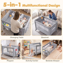 Load image into Gallery viewer, 5 in 1 Baby Travel Cot, Portable Baby Crib Bassinet