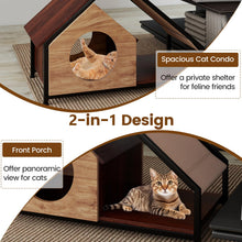 Load image into Gallery viewer, Wooden Cat House for Indoor Cats Kitty Condo Furniture with Porch