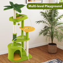 Load image into Gallery viewer, Cute Cat Tree for Adult Cats Multi-level Kitty Tower with Artificial Leaves