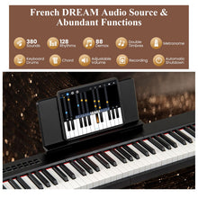 Load image into Gallery viewer, 88 Keys Velocity-Sensitive Piano Keyboard with Music Stand and Carry Bag