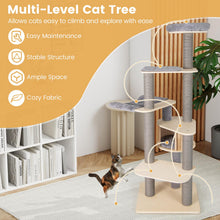 Load image into Gallery viewer, Tall Multi-Layer Cats Tower with Comfy Padded Top Perch, Private Condo